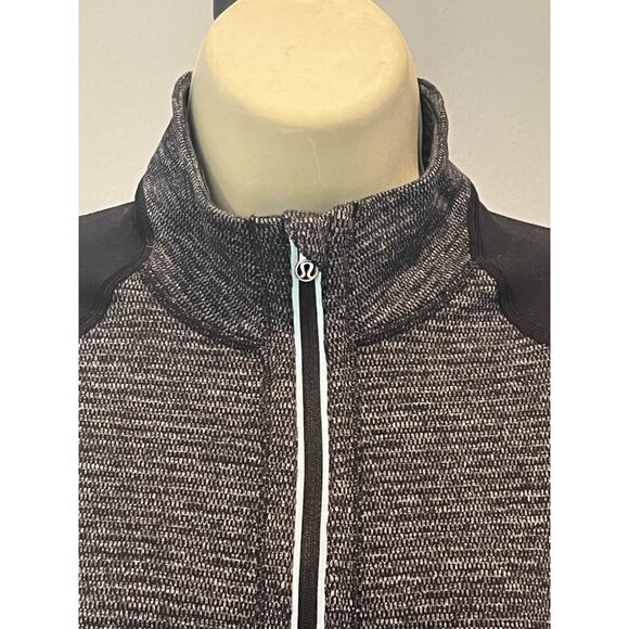 Lululemon Run U-Turn Mini Check Pique Black White Reversible Zip Pullover - Picture 6 of 15